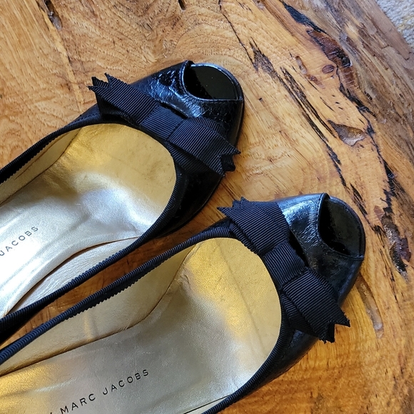 Marc by Marc Jacobs black open toe heels sz 37. Bow detail! - Picture 2 of 16